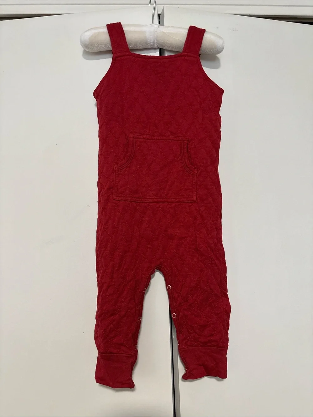 Kate Quinn Red Quilted overalls 12-18 months  Romper with Front Pocket